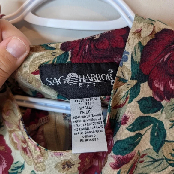 Vintage Sag Harbor Petites Sleeveless Rose Floral Print Sheath Dress Women Small - Picture 4 of 12